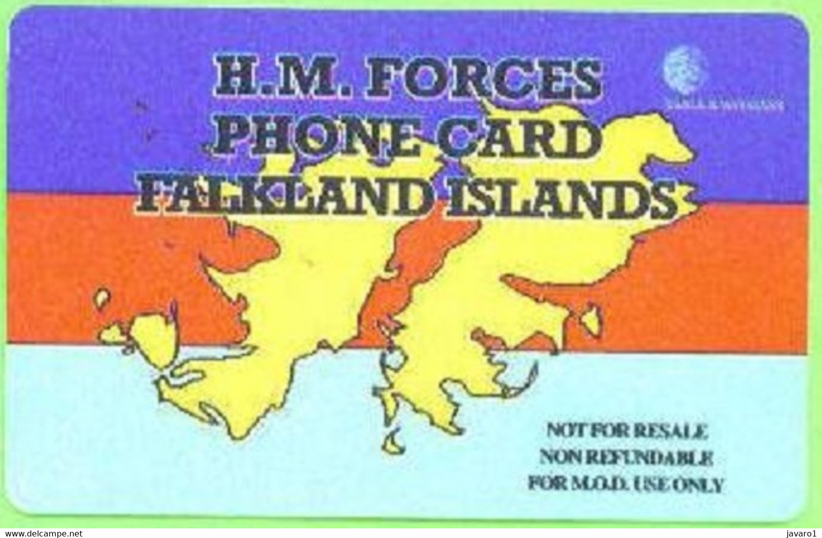 FALKLANDS : FLKA03 20min H.M. FORCES FALKLAND ISLANDS (c+w LOGO RIGHT USED Exp: 3 MONTHS - Falkland Islands