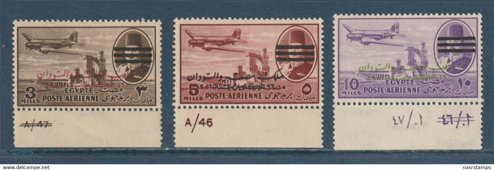 Egypt - 1953 - King Farouk - E&S - 3 Bars - Different Control No. - Nuovi