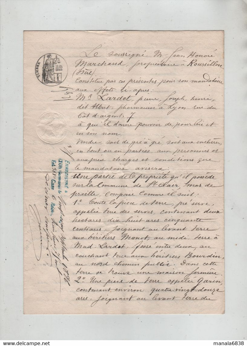 Vente Odier 1825 Saint Alban Du Rhône Maurice Exil Paret - Manuscripten