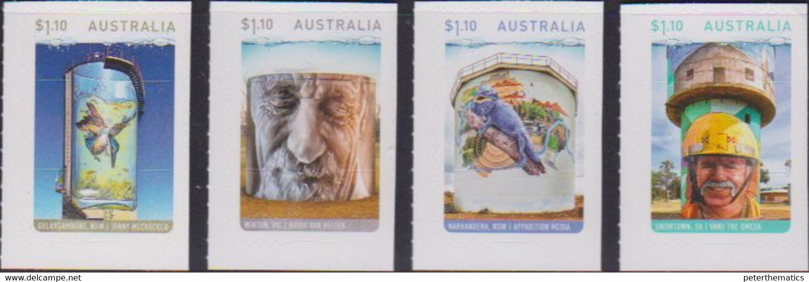 AUSTRALIA, 2020, MNH,ART, WATER TOWER ART, BIRDS, LIZARDS, REPTILES, 4v S/A Ex. Booklets - Other & Unclassified