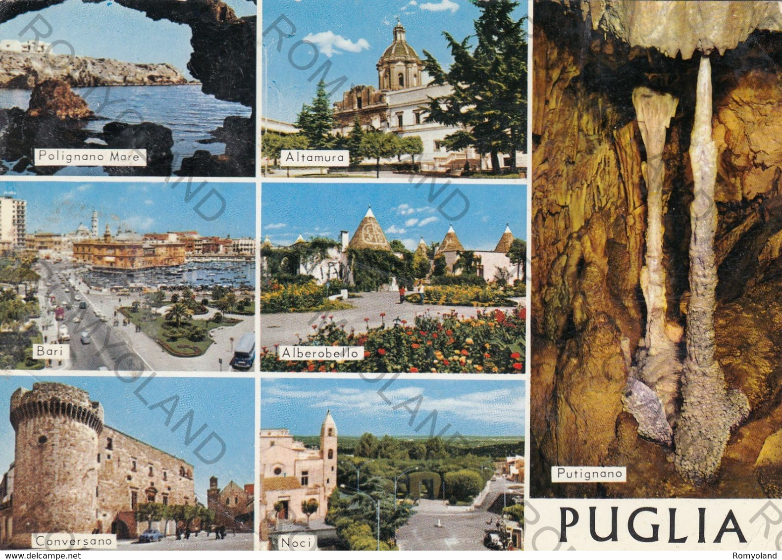 CARTOLINA   PUGLIA, POLIGNANO MARE, ALTAMURA, BARI, PUTIGNANO, NOCI, ALBEROBELLO, CONVERSANO,  VIAGGIATA - Altamura