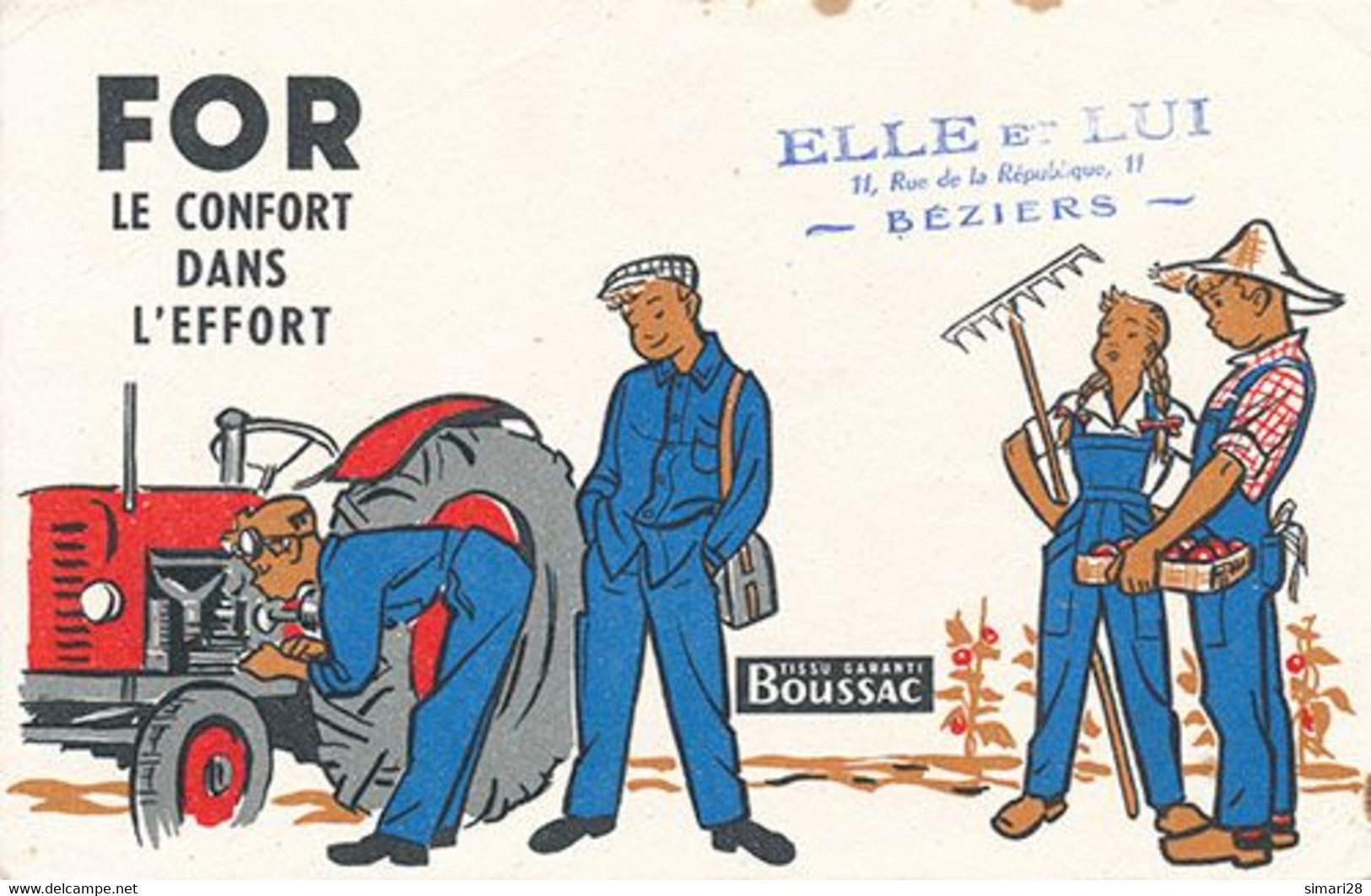 BUVARD - FOR LE CONFORT DANS L'EFFORT TISSU BOUSSAC (TRACTEUR) - Textile & Vestimentaire