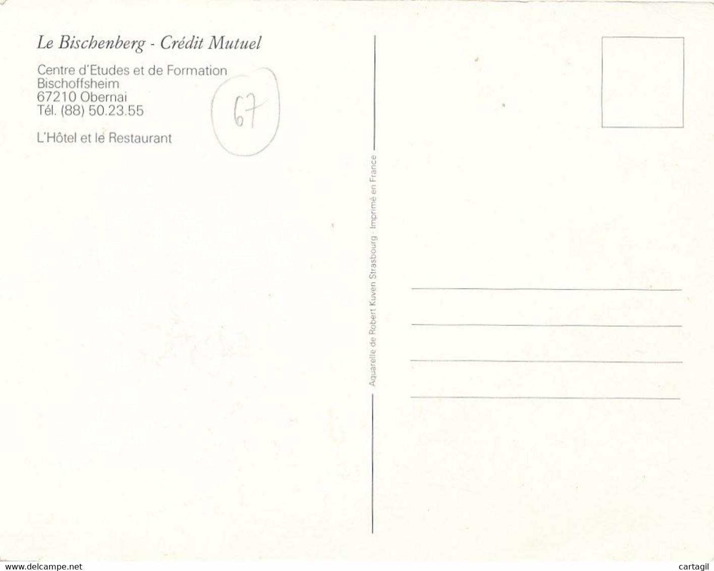 CPM GF  67 - Bischoffsheim-  Illustration Kuven Du  Centre CMDP  Du Bischenberg Envoi Gratuit - Sonstige & Ohne Zuordnung