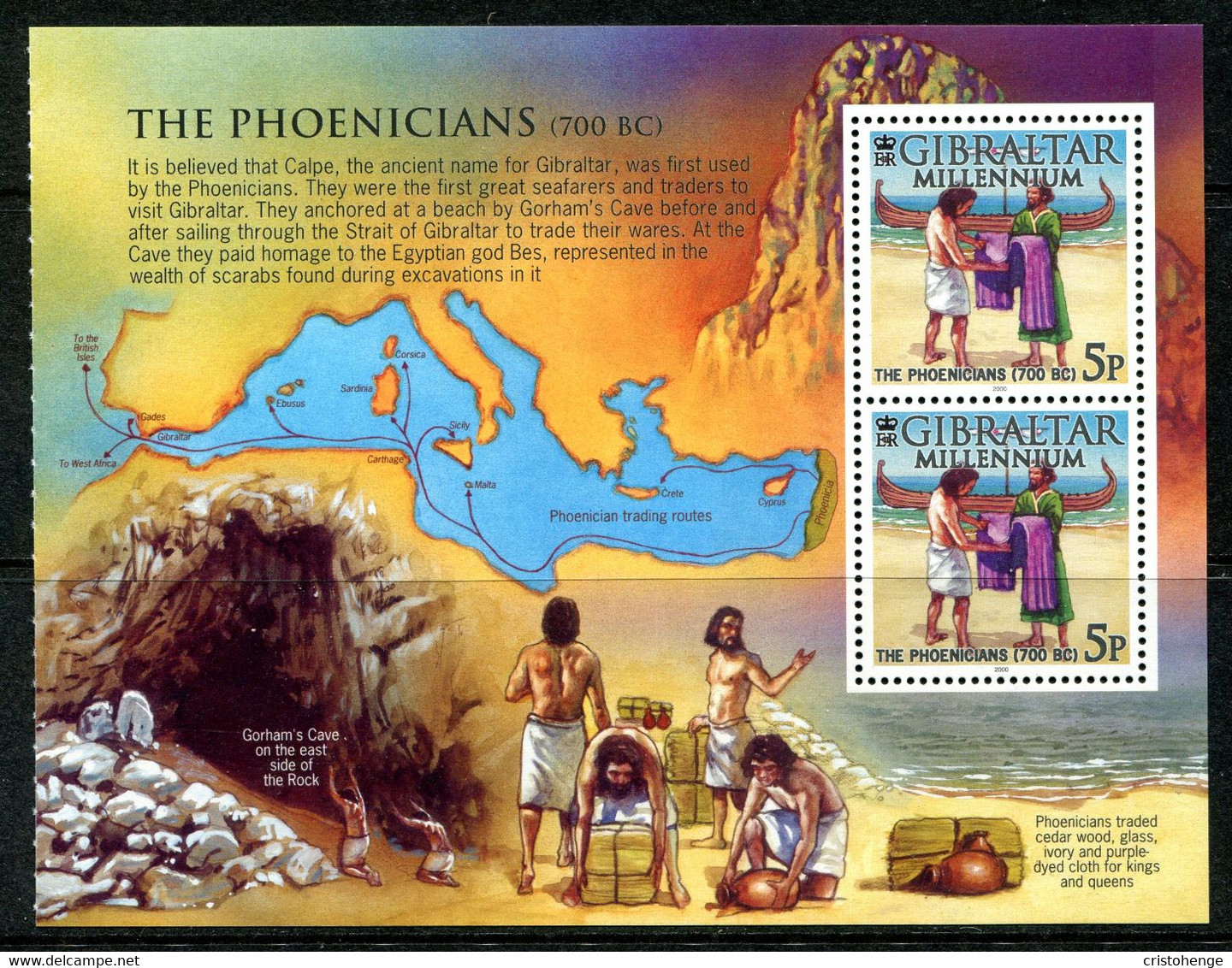 Gibraltar 2000 New Millennium - 5p The Phoenicians Booklet Pane MNH (SG 919b) - Gibilterra