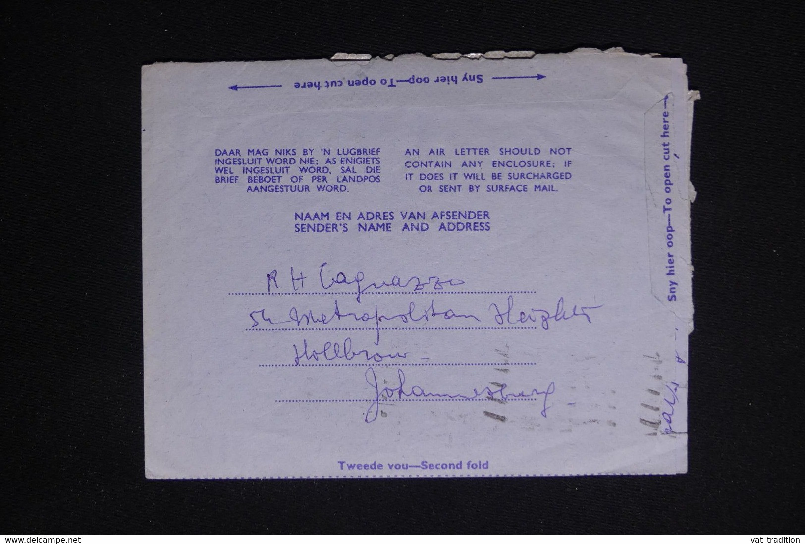 AFRIQUE DU SUD - Aérogramme De Johannesburg Pour La France En 1964 - L 83010 - Lettres & Documents