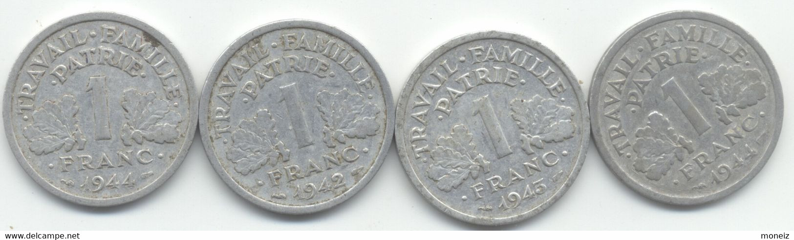 1 FRANC  1942 +1943 +1944 +1944 C FRANCISQUE - 1 Franc