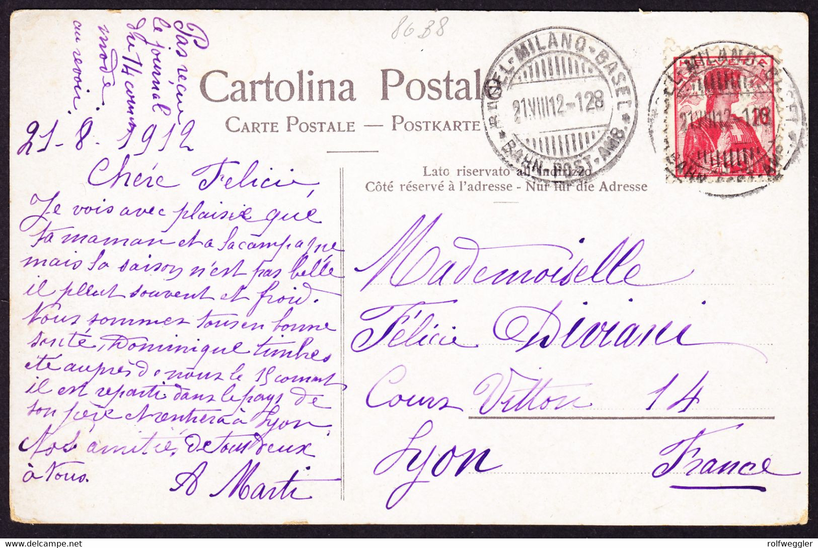 1912 Mit Bahnpost Gelaufene AK Aus Faido. Stempel Basel-Milano-Basel. Ecken Minim Bestossen. - Faido