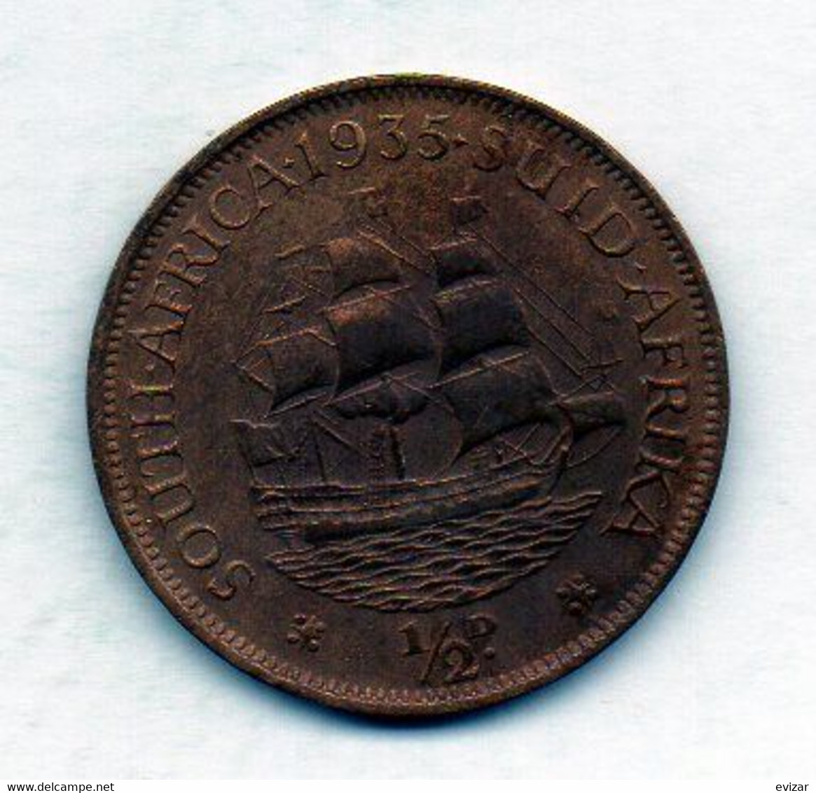 SOUTH AFRICA, 1/2 Penny, Bronze, Year 1935, KM #13.3 - Südafrika