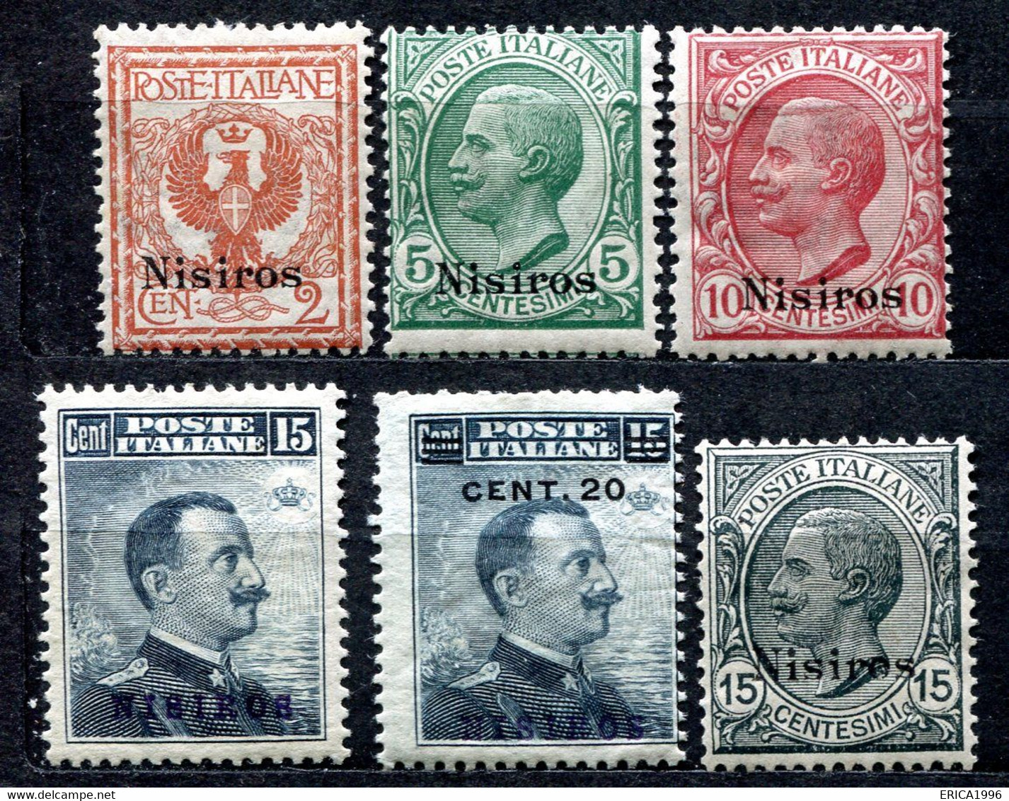 Z2264 ITALIA ISOLE DELL'EGEO NISIRO 1912-22 Sassone 1-4, 8, 10, MH*, Val. Cat. Sassone: € 160, Ottime Condizioni - Aegean (Nisiro)