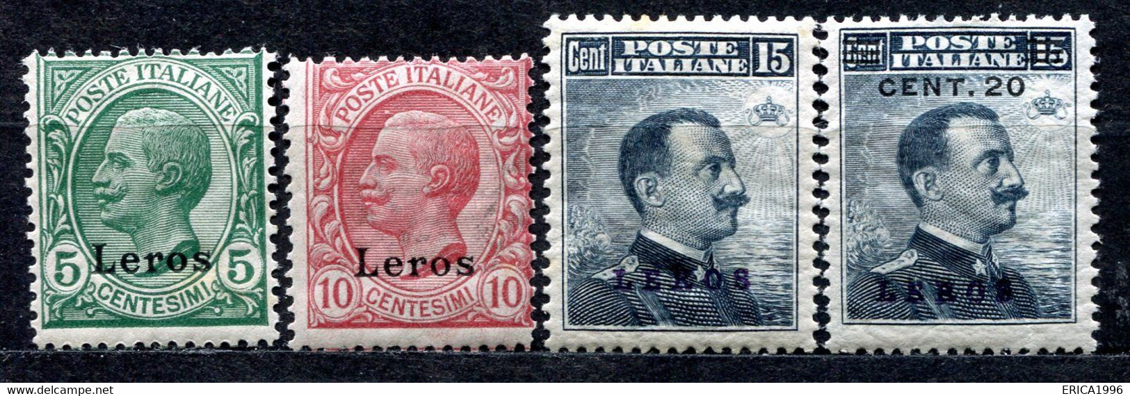 Z2266 ITALIA ISOLE DELL'EGEO LERO 1912-16 Sassone 2-4, 8, MH*, Val. Cat. Sassone: € 169, Ottime Condizioni - Aegean (Lero)