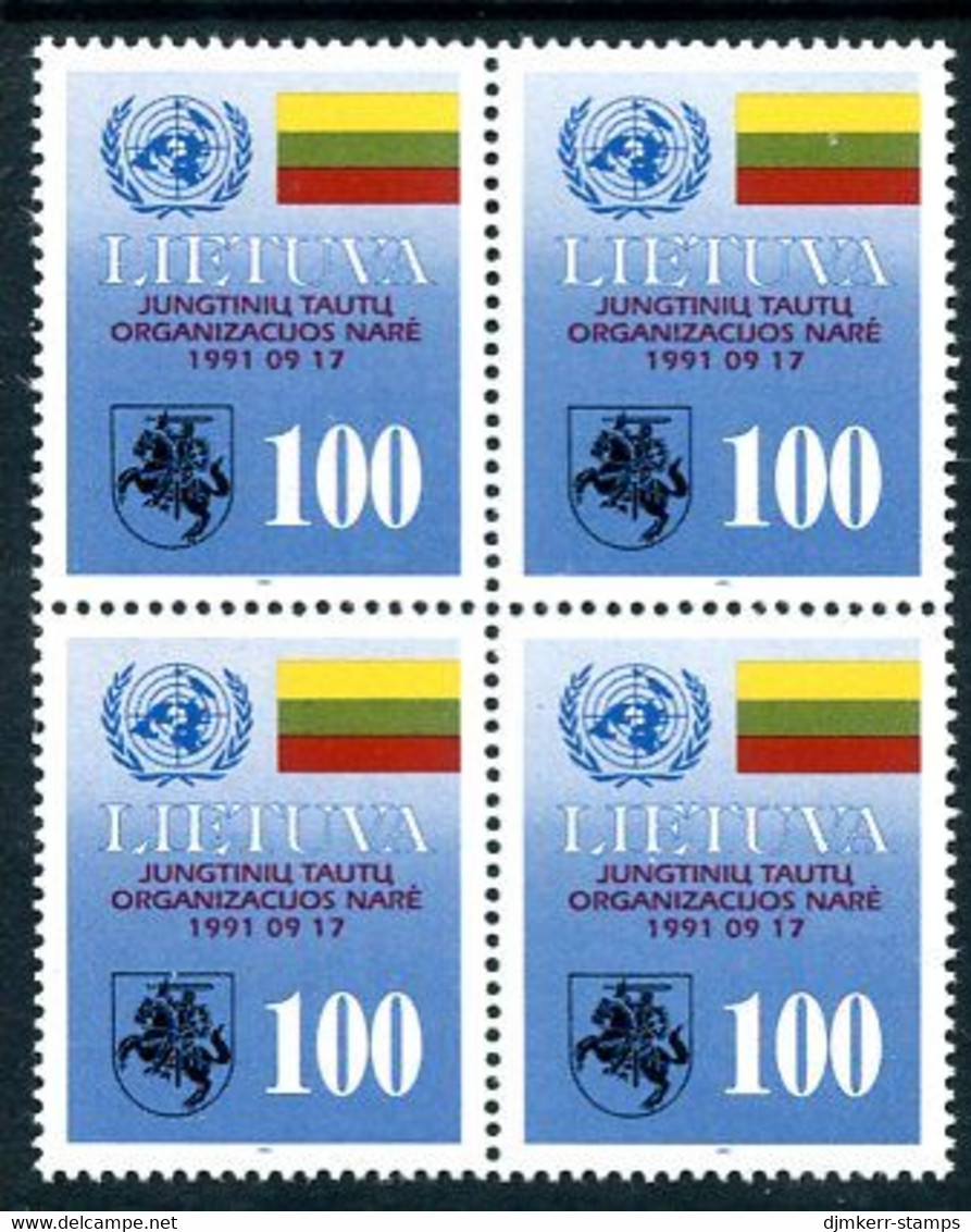 LITHUANIA 1992 UN Membership Block Of 4 MNH / **.  Michel 495 - Lituania