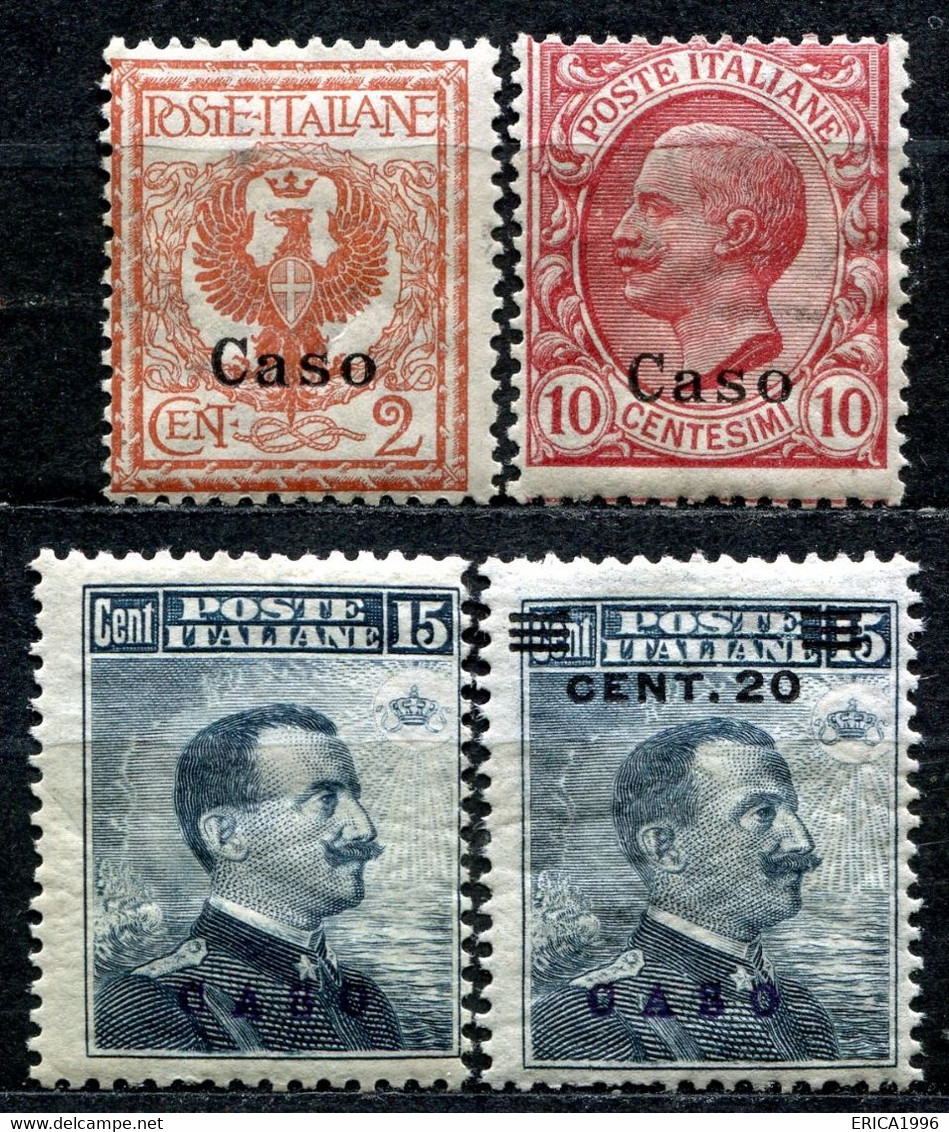 Z2272 ITALIA ISOLE DELL'EGEO CASO 1912-16 Sassone 1, 3, 4, 8 MH*, Val. Cat. Sassone: € 94, Ottime Condizioni - Aegean (Caso)