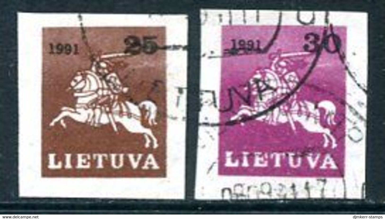LITHUANIA 1991 Lithuanian Knight Definitive Imperforate Used.  Michel 480-81 - Lituania