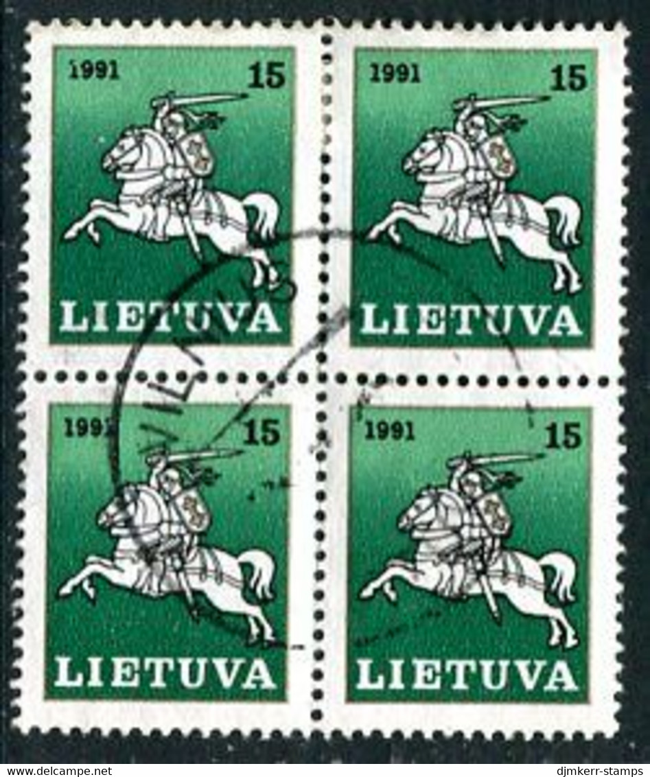 LITHUANIA 1991  Lithuanian Knight Definitive Block Of 4 Used.  Michel 473 - Lituanie