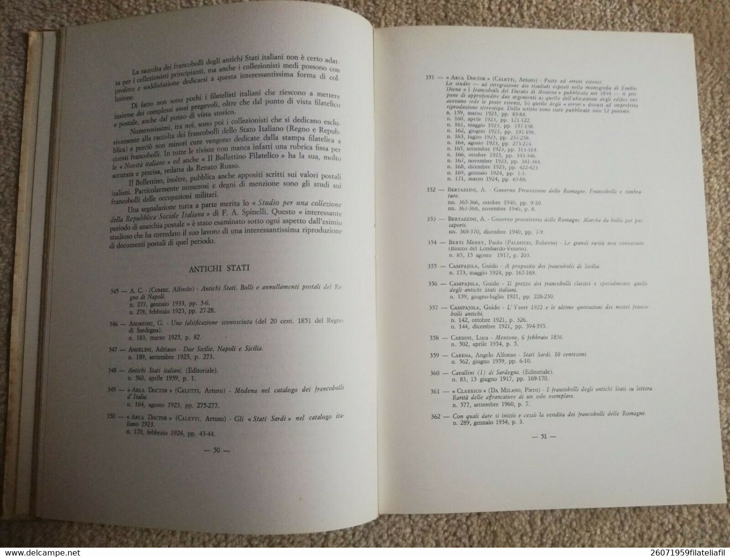 IL BOLLETTINO FILATELICO D'ITALIA MEZZO SECOLO DI VITA DI LUIGI PILONI ED. 1960 - Philatelie Und Postgeschichte