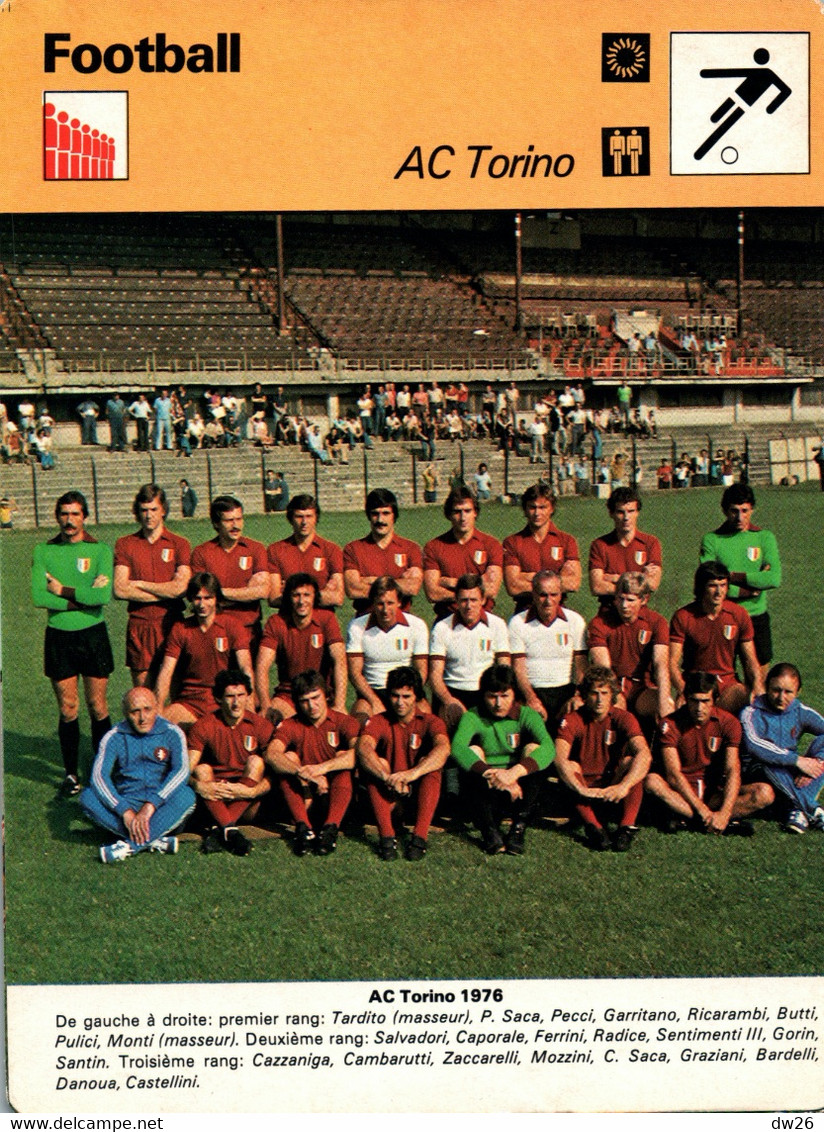 Fiche Sports: Football - Equipe De L'AC Turin Torino, 7 Titres De Champion Du Calcio, 5 Coupes D'Italie - Sport