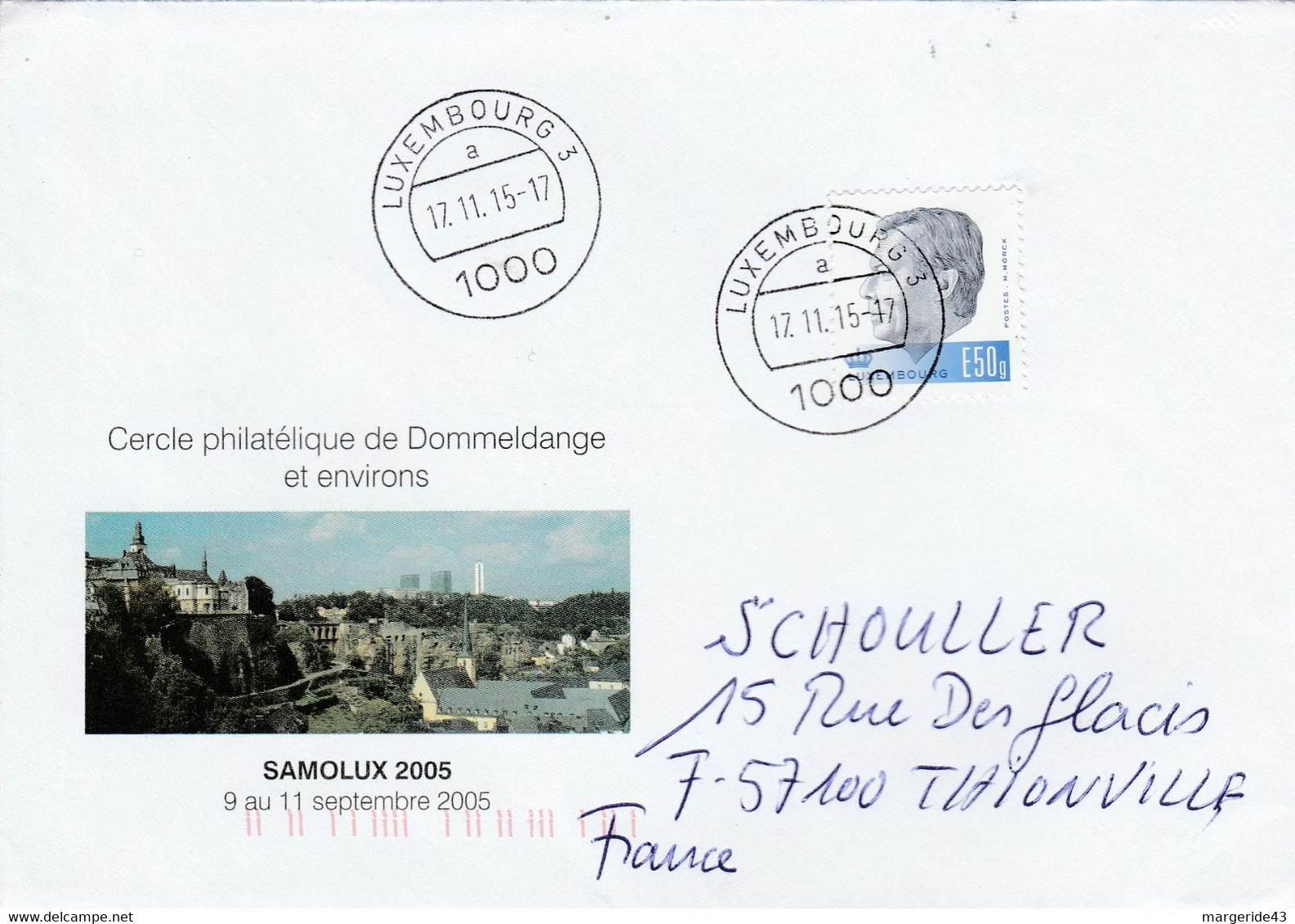 LUXEMBOURG SEUL SUR LETTRE POUR LA FRANCE 2015 - Lettres & Documents