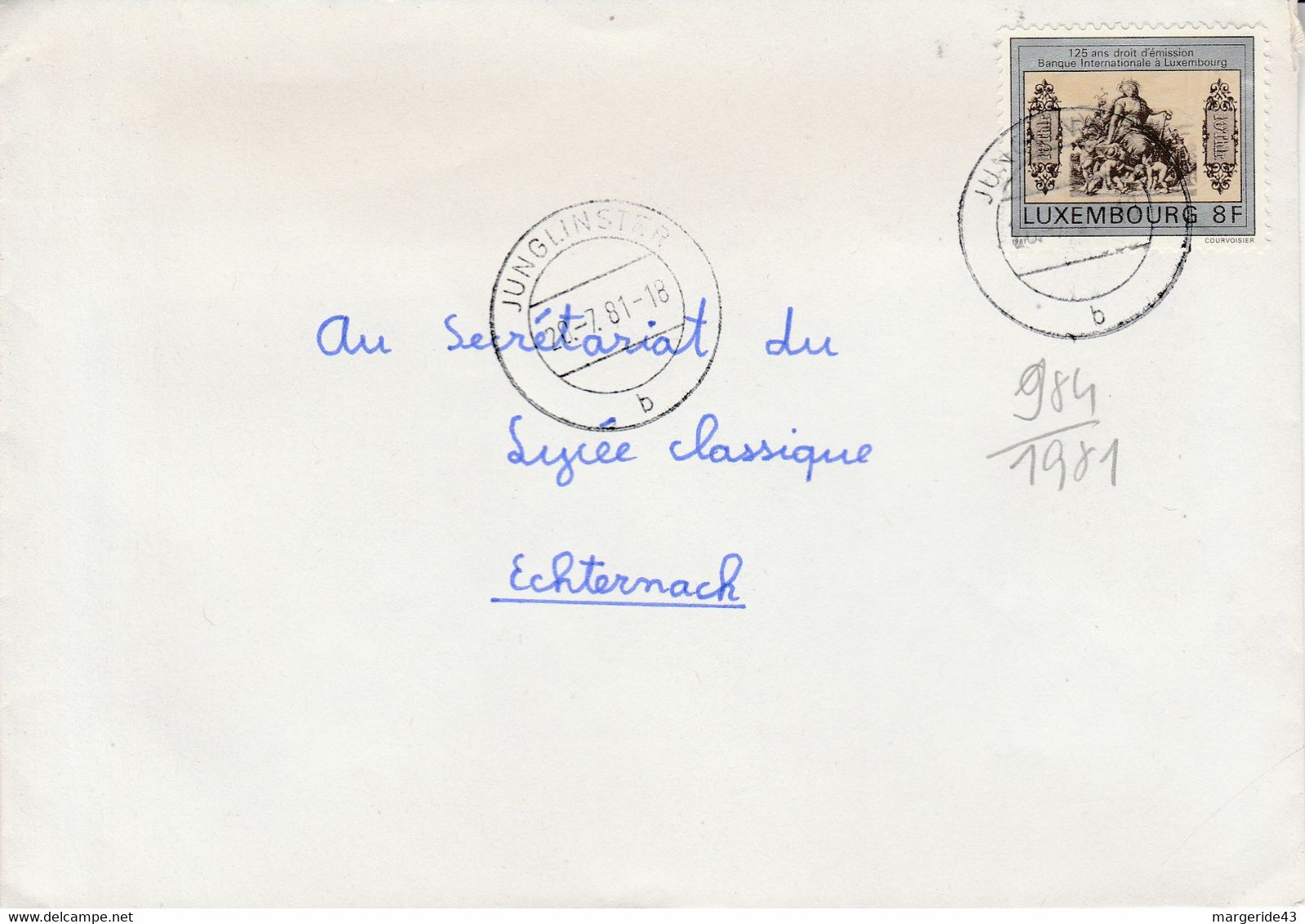 LUXEMBOURG SEUL SUR LETTRE INTERIEURE 1981 - Sonstige & Ohne Zuordnung