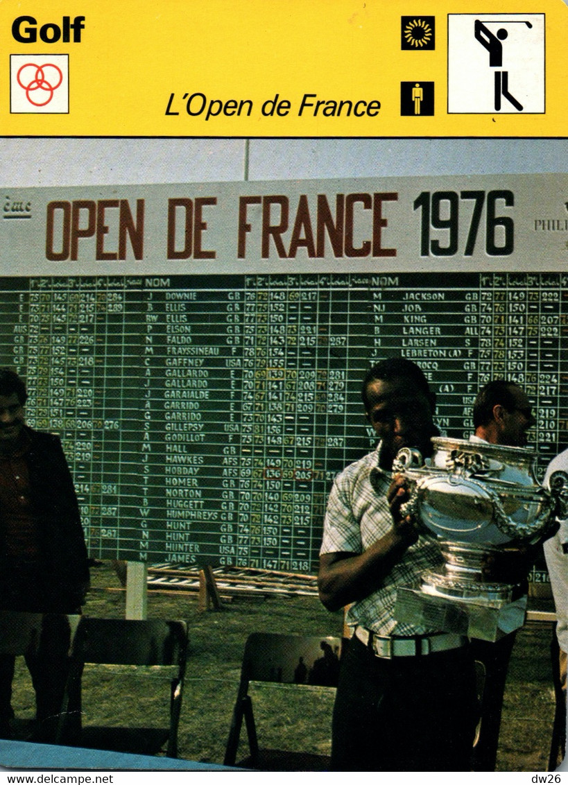 Fiche Sports: Golf - L'Open De France 1976 - Vincent Tshabalala (Sud Africain) Et Son Trophée - Sports