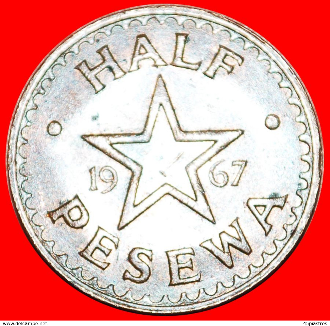 • STAR: GHANA ★ 1/2 PESEWA 1967! LOW START ★ NO RESERVE! - Ghana