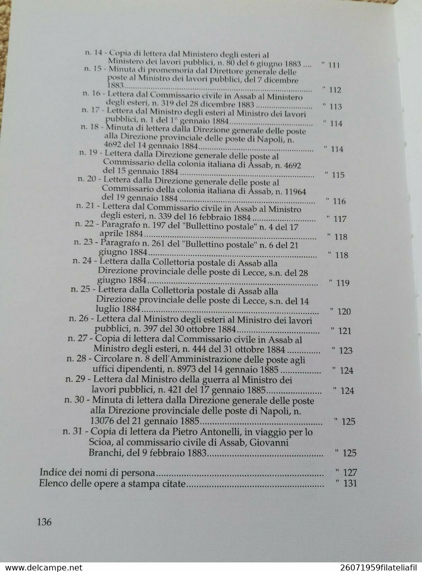 QUADERNI DI STORIA POSTALE N. 19 POSTE E COMUNICAZIONI DELLA COLONIA ERITREA - Philately And Postal History
