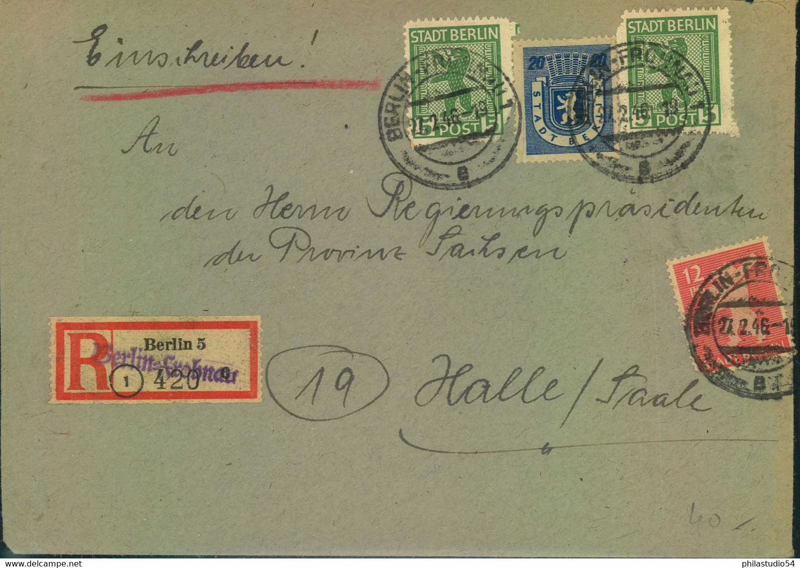 1946, Einschreiben Ab BERLIN-FROHNAU Mit überstempeltem R-Zettel Von Berlin 5 - Sonstige & Ohne Zuordnung