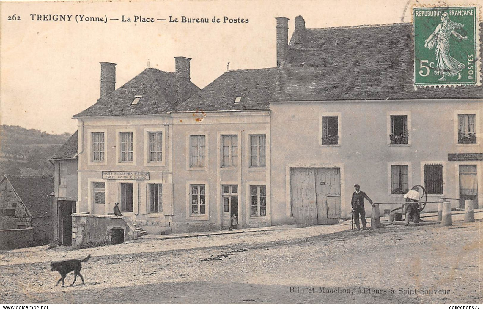 89-TREIGNY- LA PLACE LE BUREAU DE POSTES - Treigny