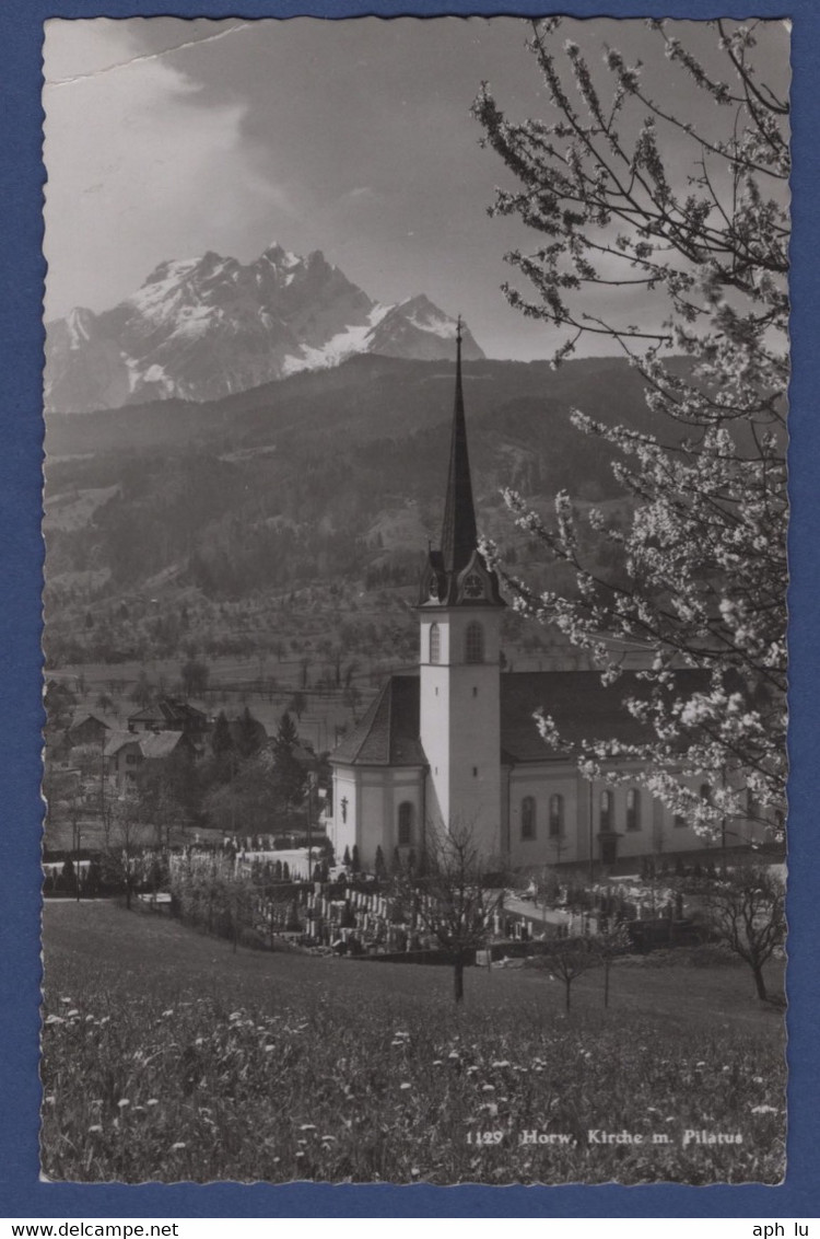 Horw, Kirche Mit Piltaus, Gelaufen Ab Bahnpost (aa5129) - Horw