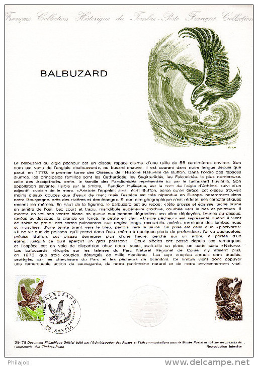 "  BALBUZARD " Sur Document Philatélique Officiel 1°Jourde 1978 N° YT 2018. Parfait état. DPO - Aigles & Rapaces Diurnes