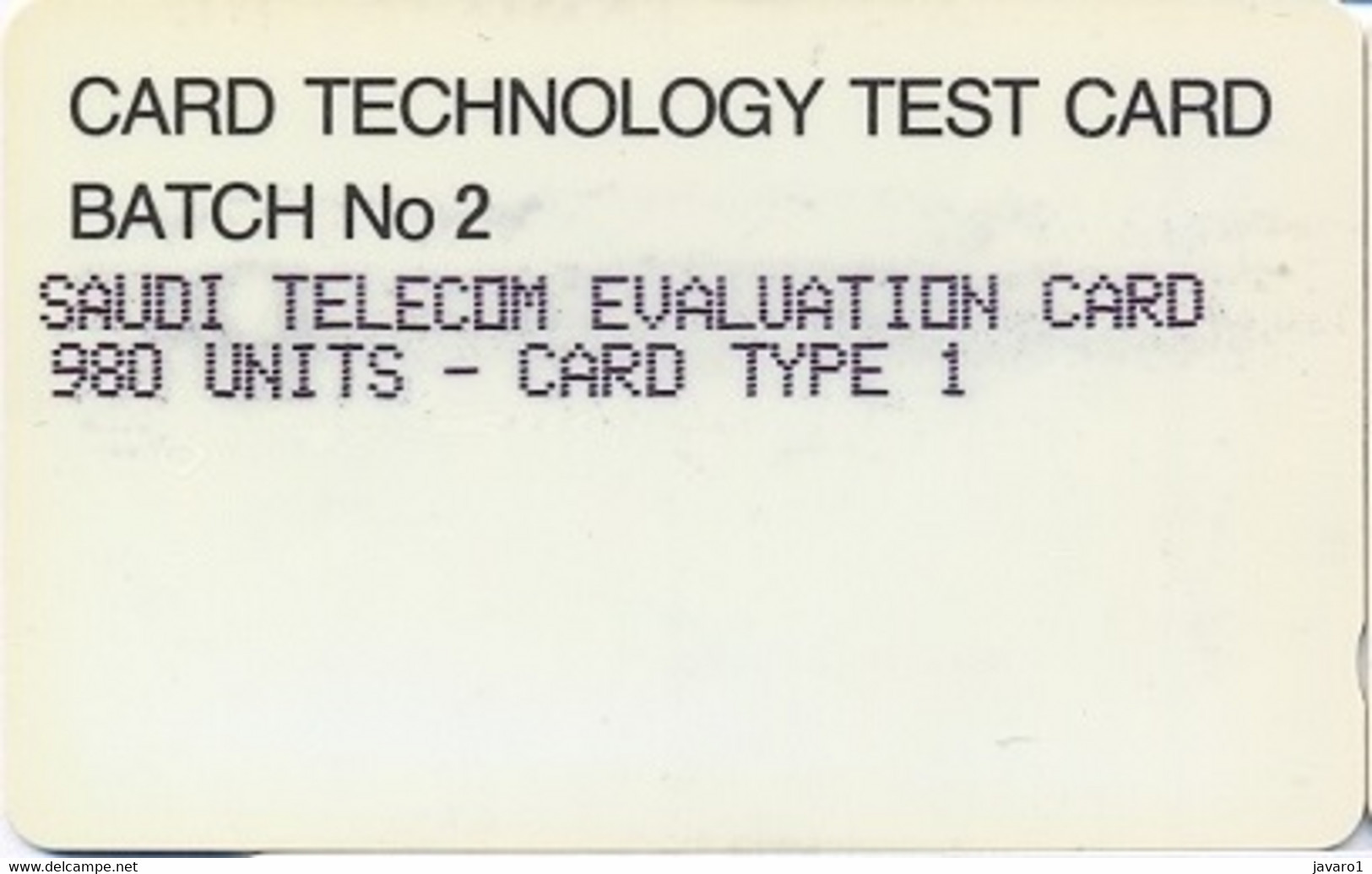 SAUDIARAB : SAUO10 980u Card Type 1 Test Card USED - Arabia Saudita