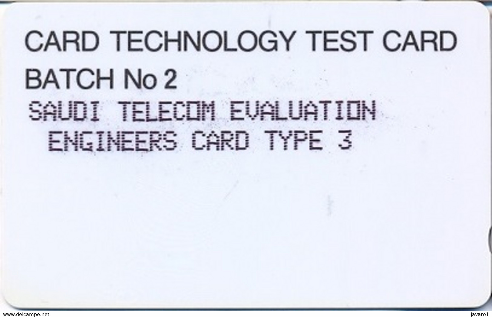 SAUDIARAB : SAUO07 ENGINEERS Card Type 3 USED - Saudi Arabia