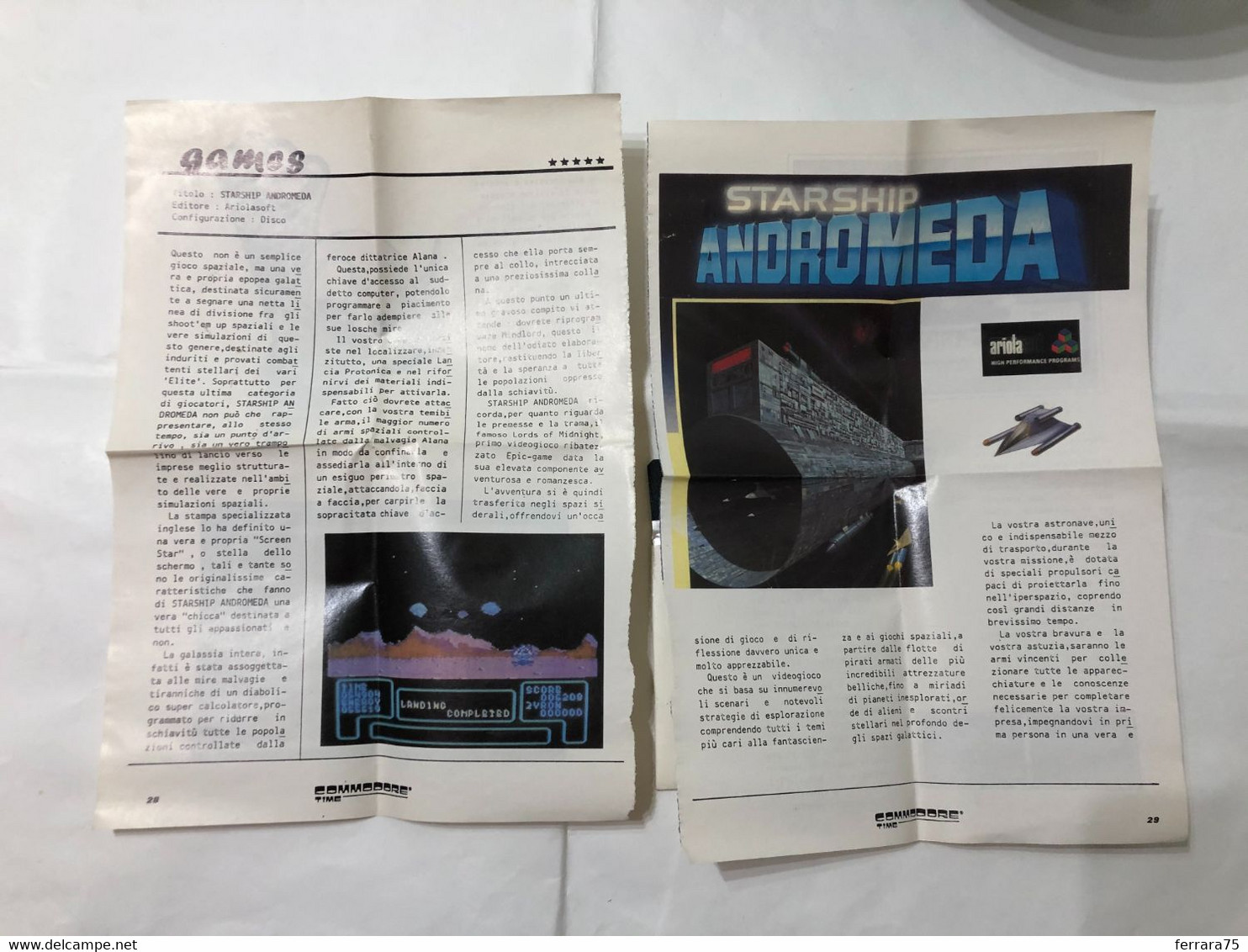 COMMODORE C64 FLOPPY DISK DRIVE ANDROMEDA STARSHIP+RECENSIONE GIORNALE - Commodore