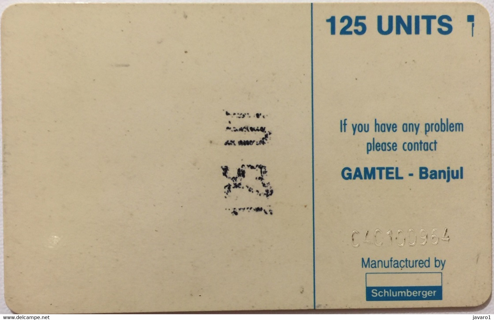 GAMBIA : GAM05 125u Blue SI-5 (WITH C4C BATCH NR) Value In Center USED - Gambie