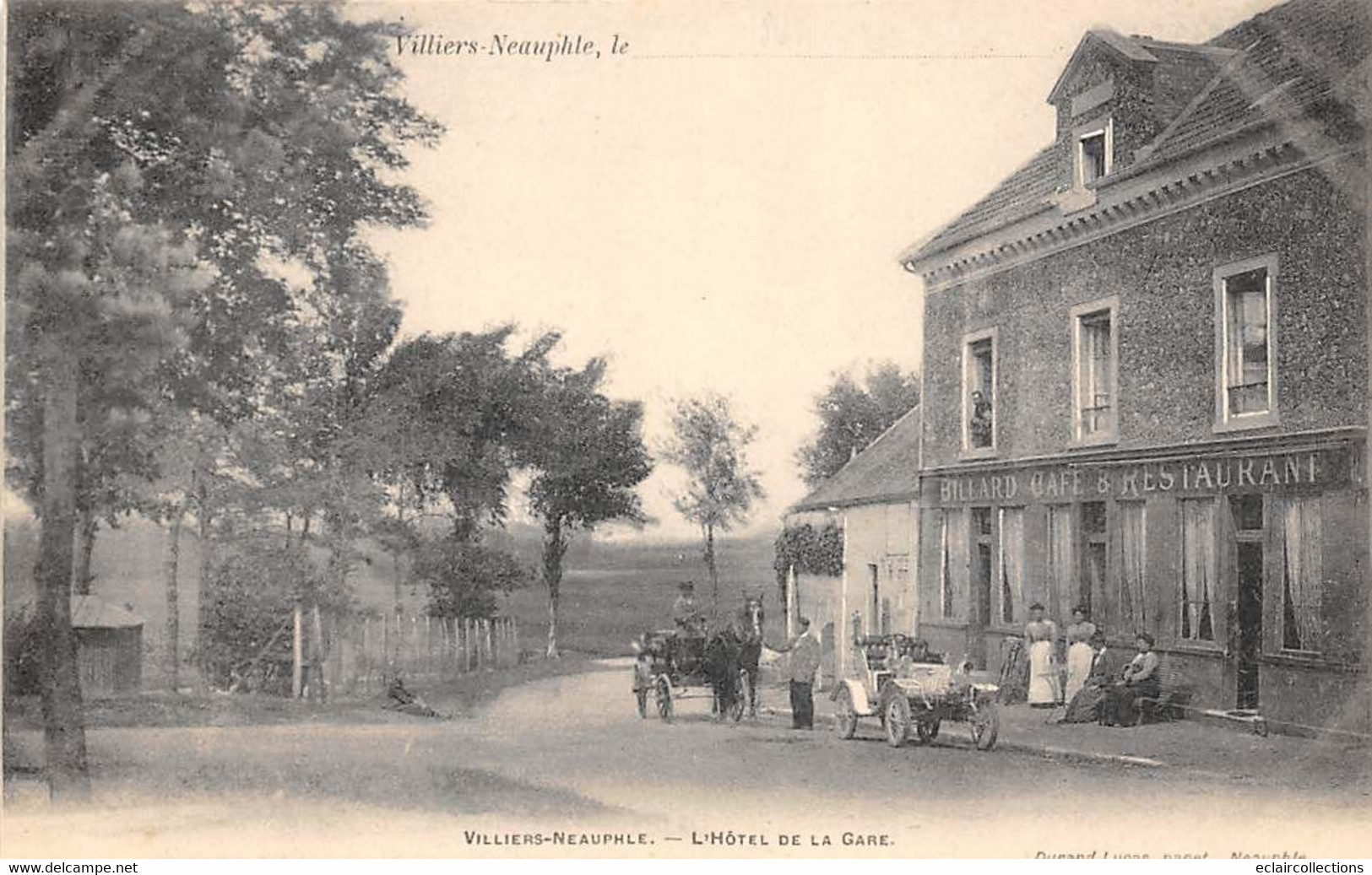 Villiers-Neauphle        78        Hôtel De La Gare  .  Voiture Et Fiacre         (voir Scan) - Other & Unclassified