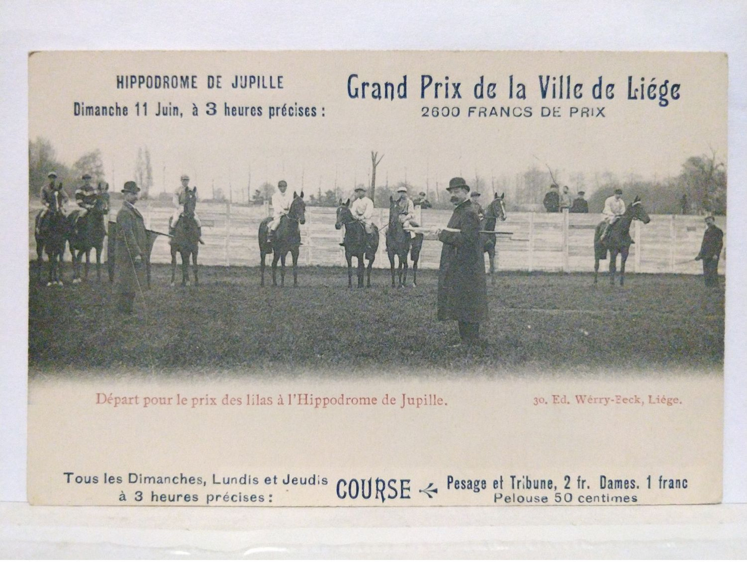 Liège. Hippodrome De Jupille. Grand Prix De La Ville De Liège. Départ Prix Des Lilas. RARE !!! - Liege