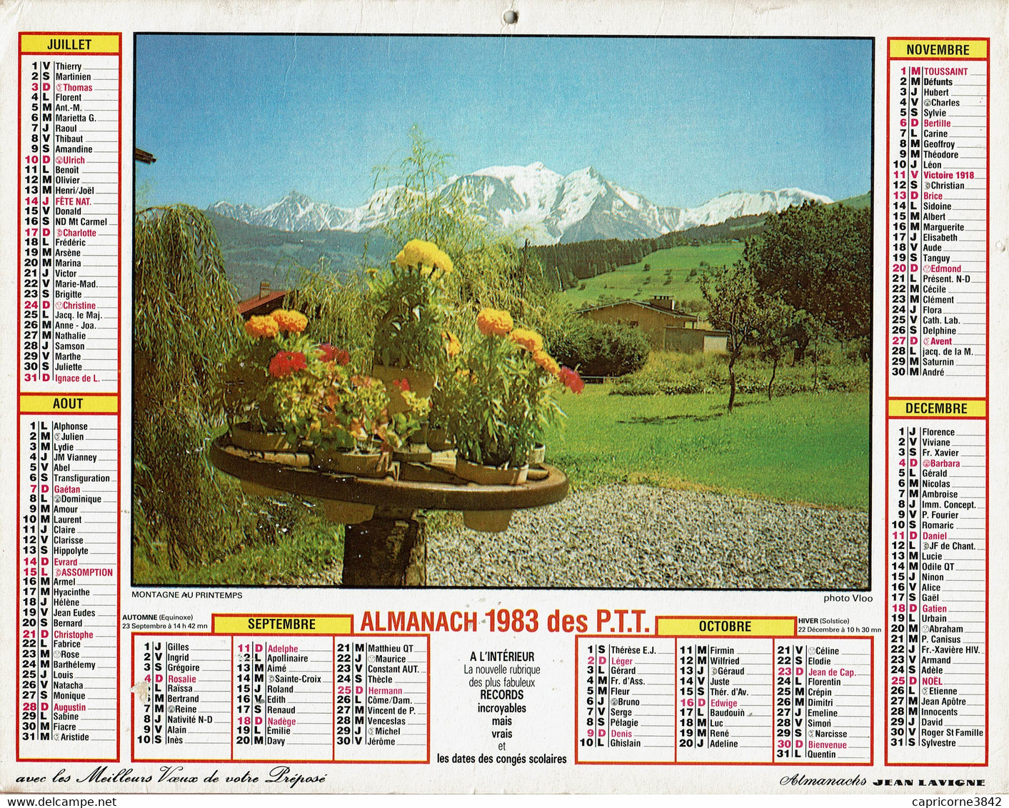 1983 - LES AIGUILLES VERTE ET LE DRU Et MONTAGNE AU PRINTEMPS - Almanachs Jean Lavigne - Groot Formaat: 1981-90