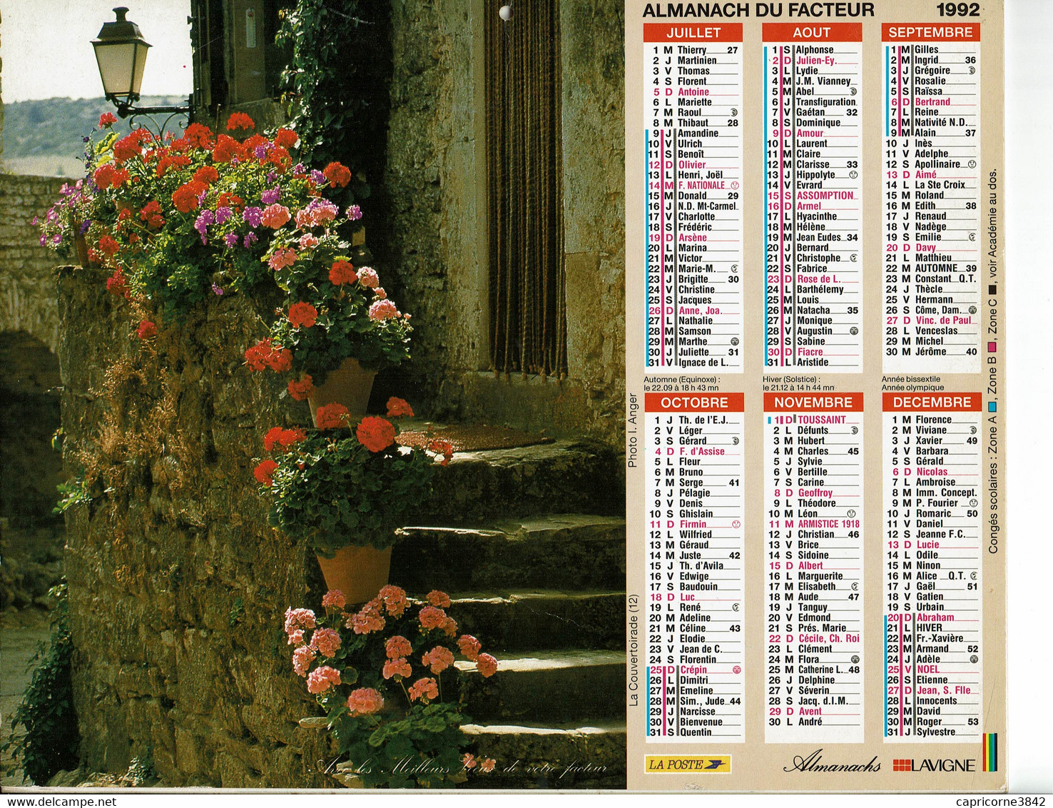 1992 - LA COUVERTOIRADE (12) Et MOUSTIERS SAINTE MARIE (04) - Almanachs Lavigne - Groot Formaat: 1991-00