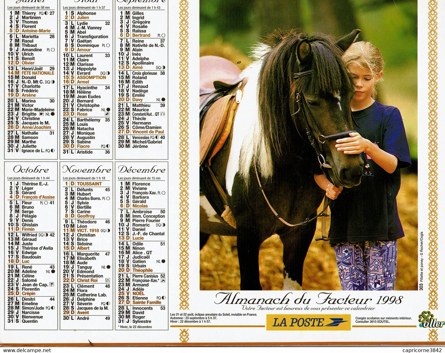 1998 - FILLETTE ET PONEY Et PETITE FILLE AVEC PERRUCHE ET PINSCHER - Editions Oller - Formato Grande : 1991-00