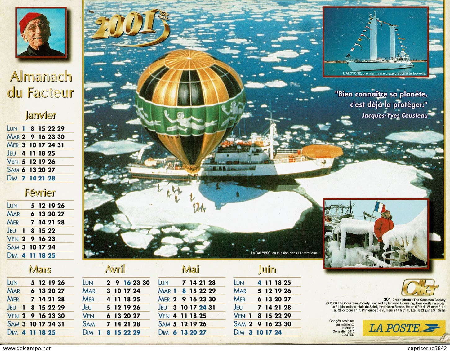 2001 - LA CALYPSO Et VUE SOUS MARINE PAR COUSTEAU - Editions Oller - Grossformat : 2001-...