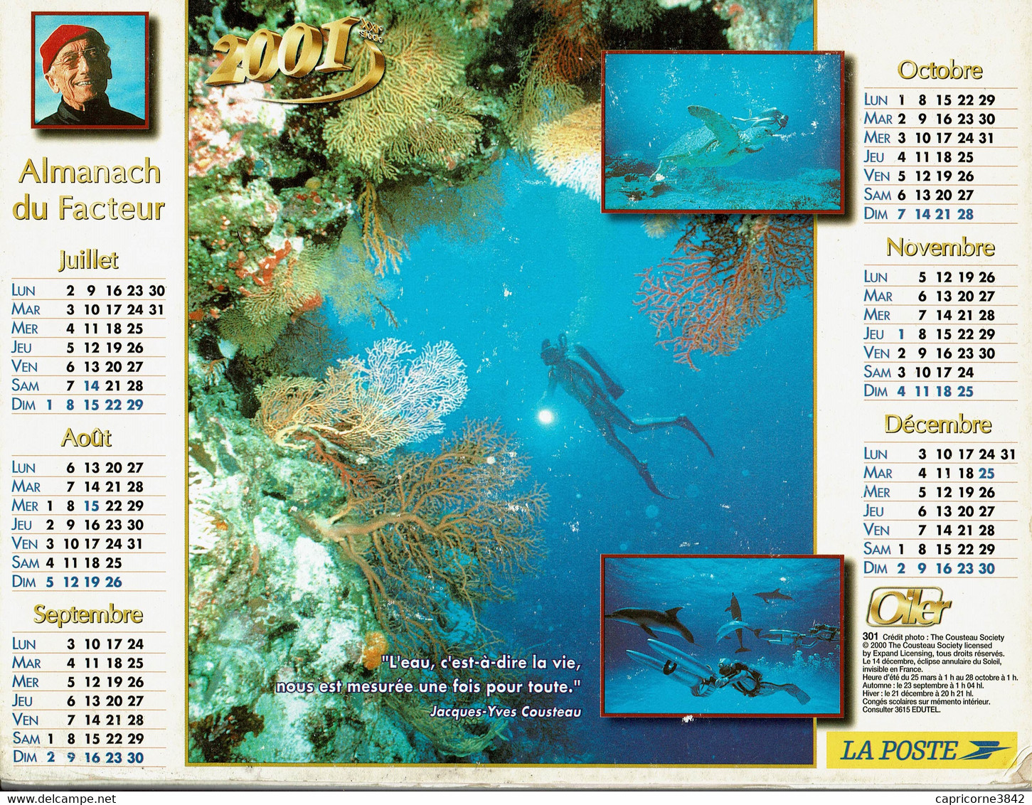 2001 - LA CALYPSO Et VUE SOUS MARINE PAR COUSTEAU - Editions Oller - Grossformat : 2001-...