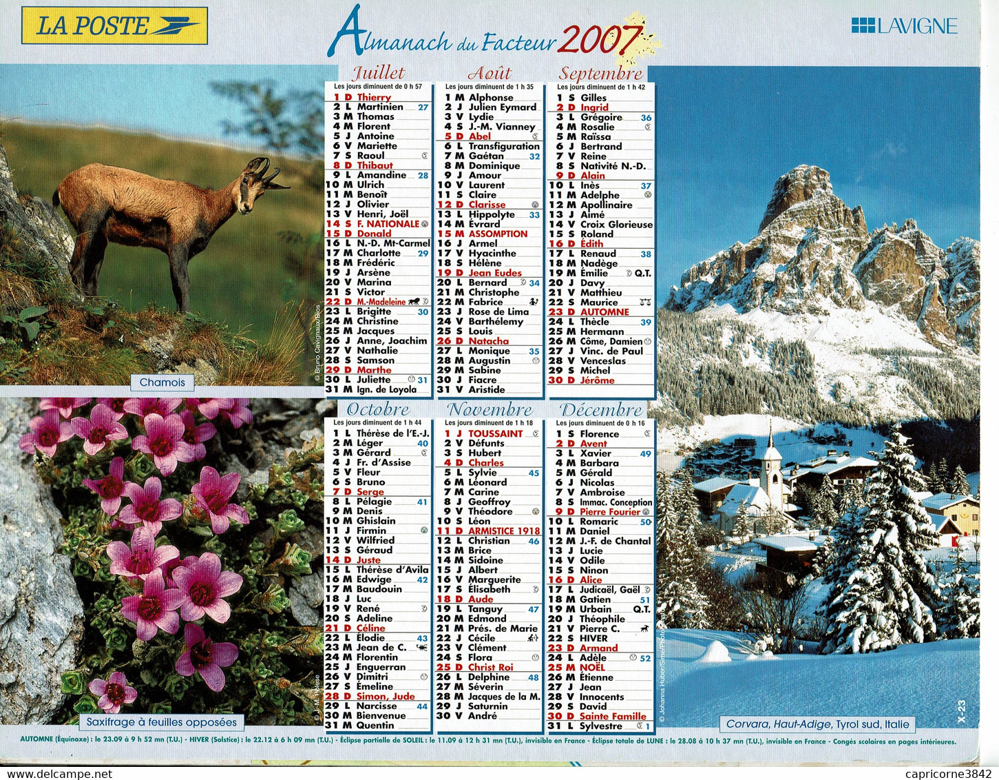 2007 - FAUNES, FLORES Et PAYSAGES DE MONTAGNE - Almanachs Lavigne - Grossformat : 2001-...