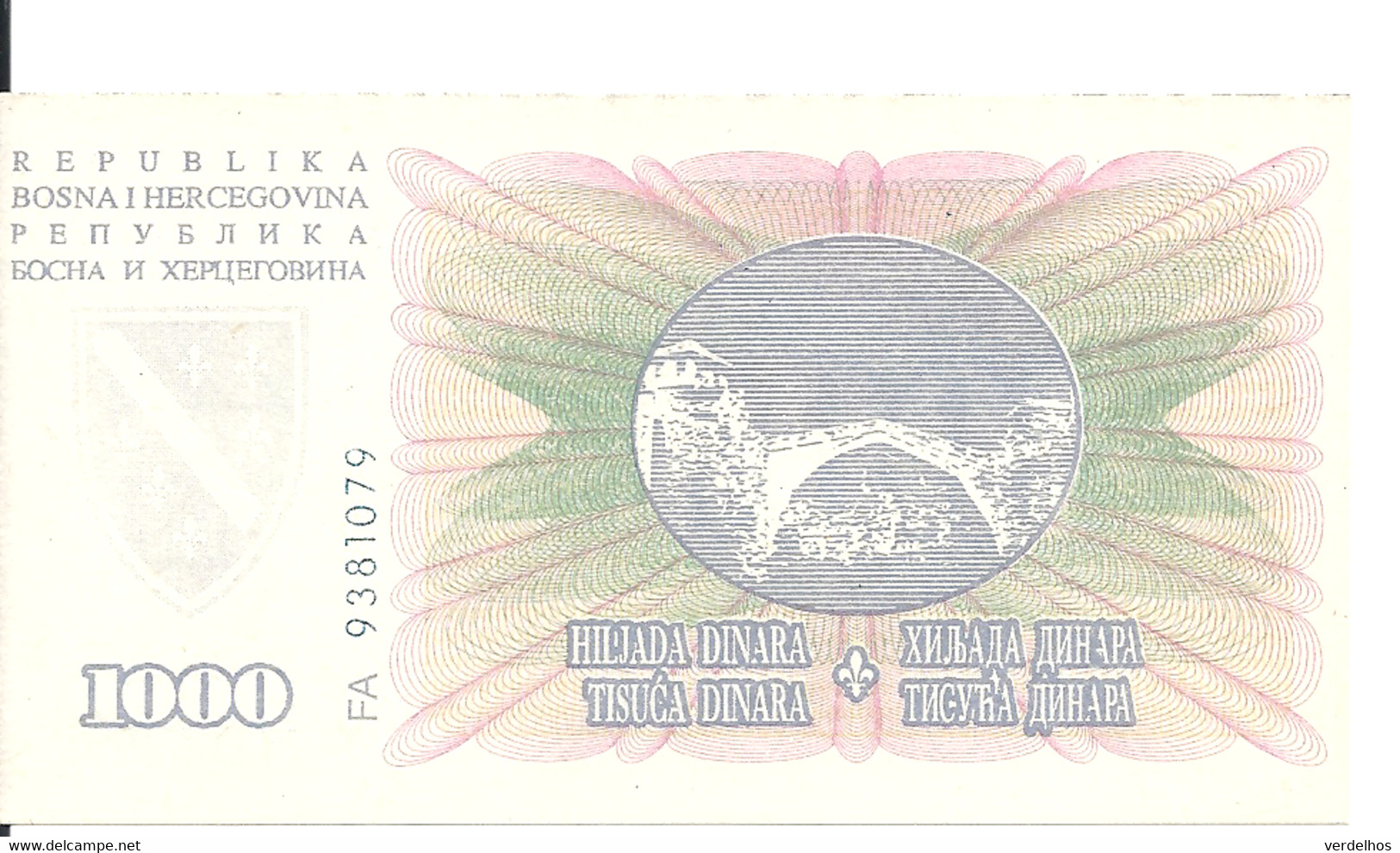 BOSNIE-HERZEGOVINE 1000 DINARA 1994 AUNC P 46 B - Bosnia And Herzegovina