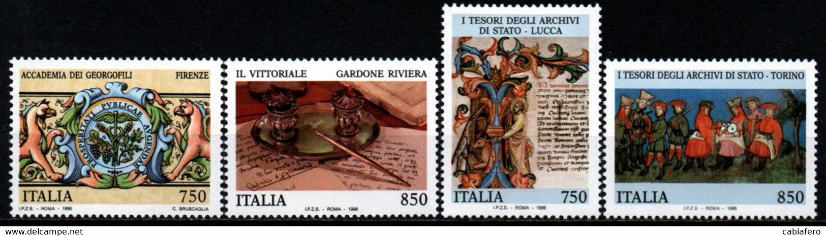 ITALIA - 1996 - PATRIMONIO ARTISTICO E CULTURALE ITALIANO: 21^ EMISSIONE - TESORI DEI MUSEI E  DEGLI ARCHIVI NAZIO - MNH - 1991-00:  Nuovi