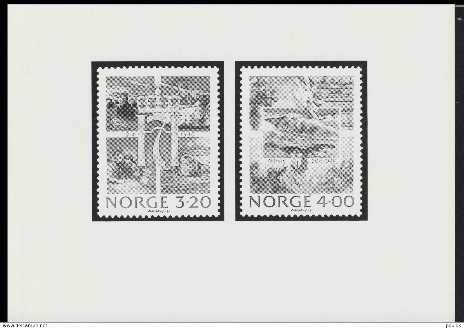 Norway 1990 The Attack On Norway 1940 - Is It A Black Print ? (G121-29) - Unused Stamps