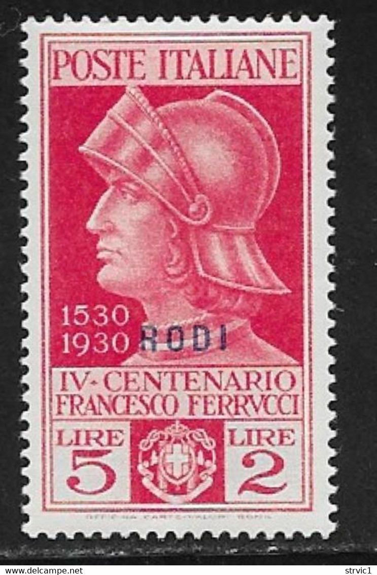 Italy Aegean Rhodes Scott # 28 Mint Hinged Italy Ferrucci Stamp Overprinted, 1930, Small Corner Thin - Egée (Rodi)