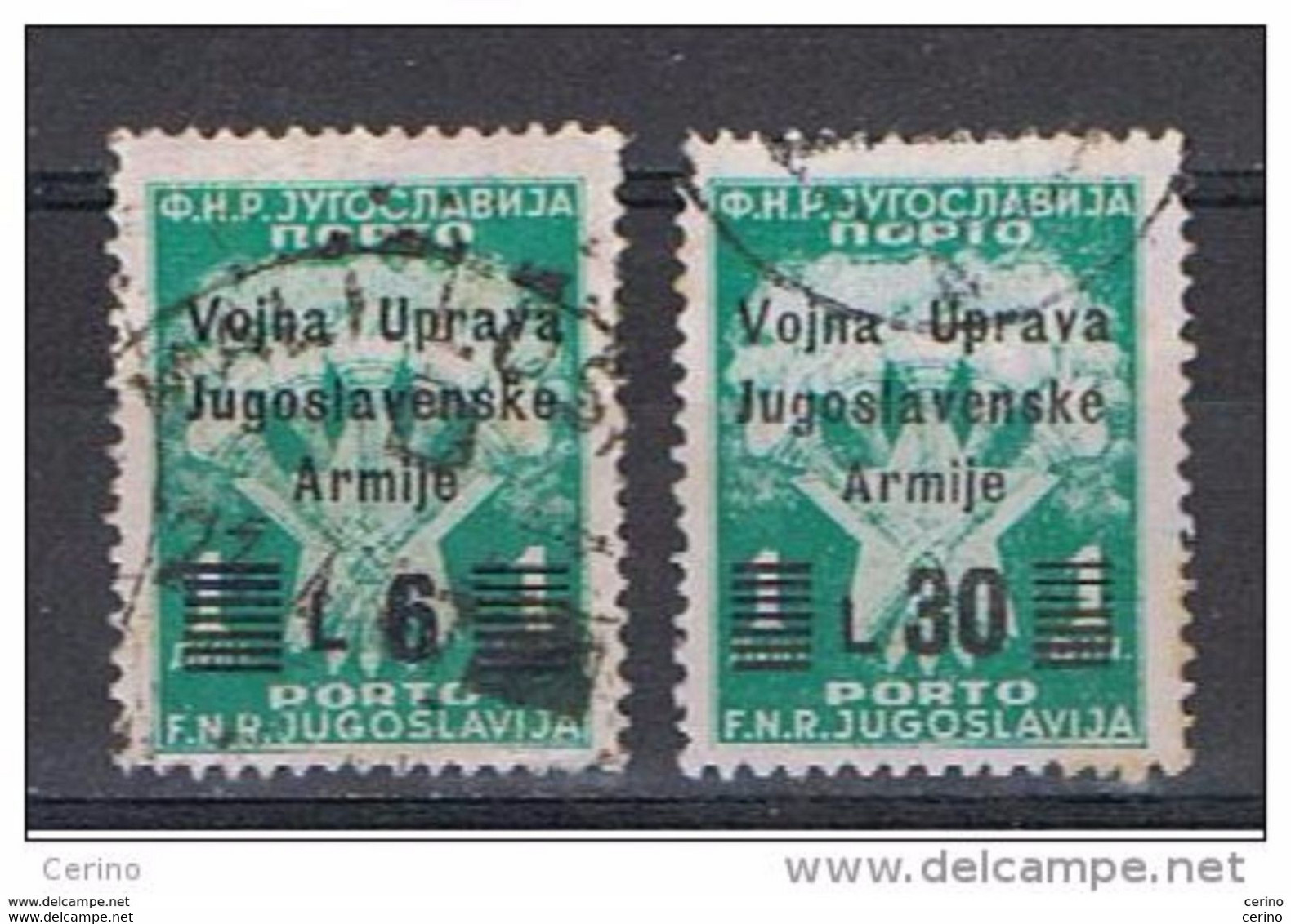 LITORALE  SLOVENO - OCCUP. JUGOSLAVA:  1947  TASSE  SOPRASTAMPATI  -  2  VAL. US. -  SASS. 22 + 24 - Occ. Yougoslave: Littoral Slovène