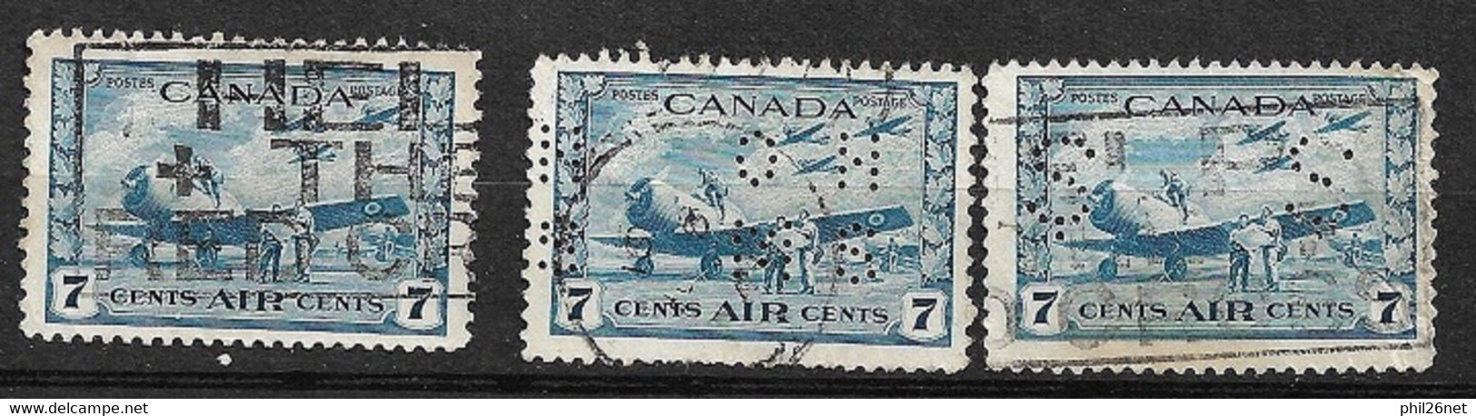 Canada   Poste Aérienne N°8 X 3 Dont Perforés OHMS  Et S S    Oblitérés B/ TB      - Luftpost