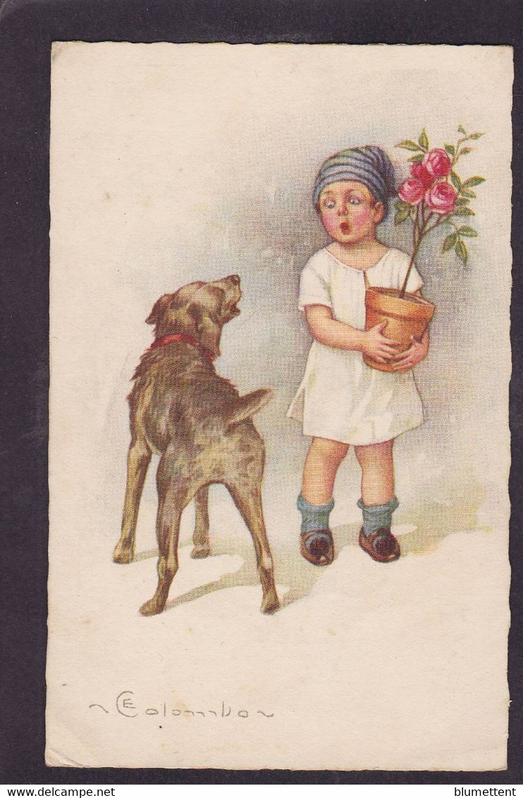 CPA Colombo Enfant écrite Chien Dog - Colombo, E.