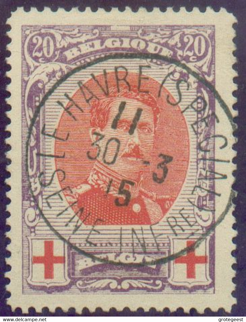 N°134A - 20c. ALBERT CROIX-ROUGE, Dt. 11,75x12 Obl. Sc LE HAVRE (SPECIAL) du 30-3-1915 Idéalement Apposée.  Concours.- 1 - Unbesetzte Zone