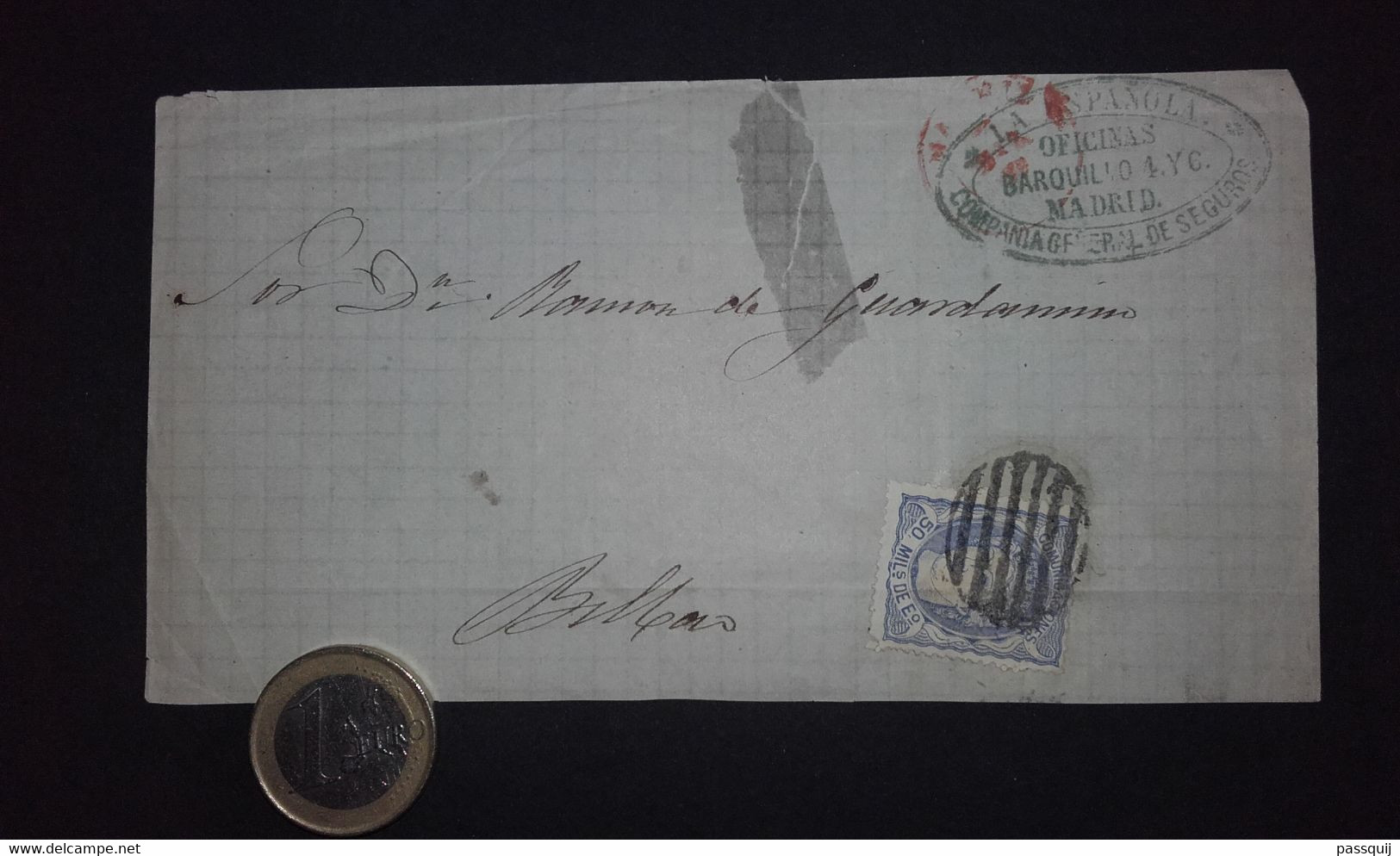 España 1871 Frontal - Edifil 107 Gobierno Provisional - Madrid - Bilbao - Spain - Espagne Lettre - Briefe U. Dokumente